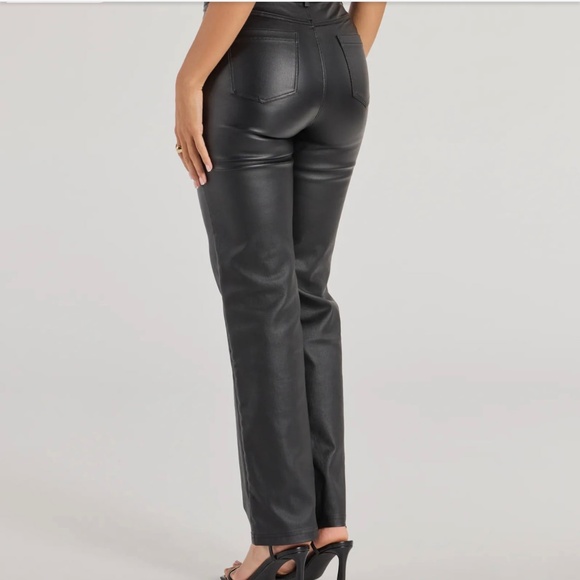 NEW! H&M Pleather Slacks - Worn Once for an event - gorgeous - SZ. 6 - Picture 1 of 16